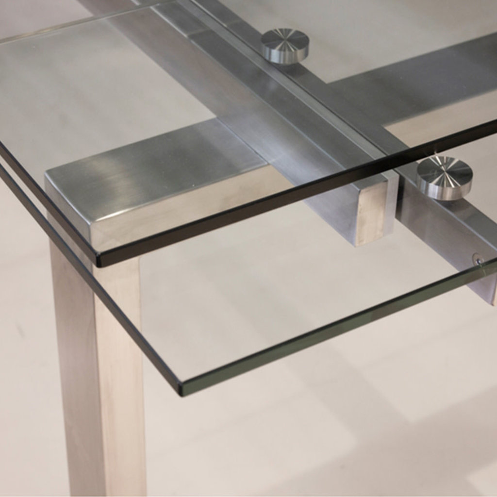 KARLSTAD EXTENSION TABLE BRUSHED STAINLESS STEEL 63" TO 93"