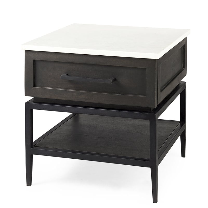 ROGERS NIGHSTAND MARBLE TOP WHITE Portside Interiors