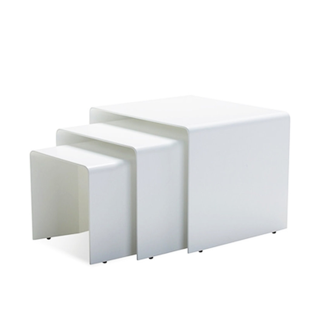 TUNNEL SIDE TABLES WHITE SET-3 [OUTDOOR SAFE]