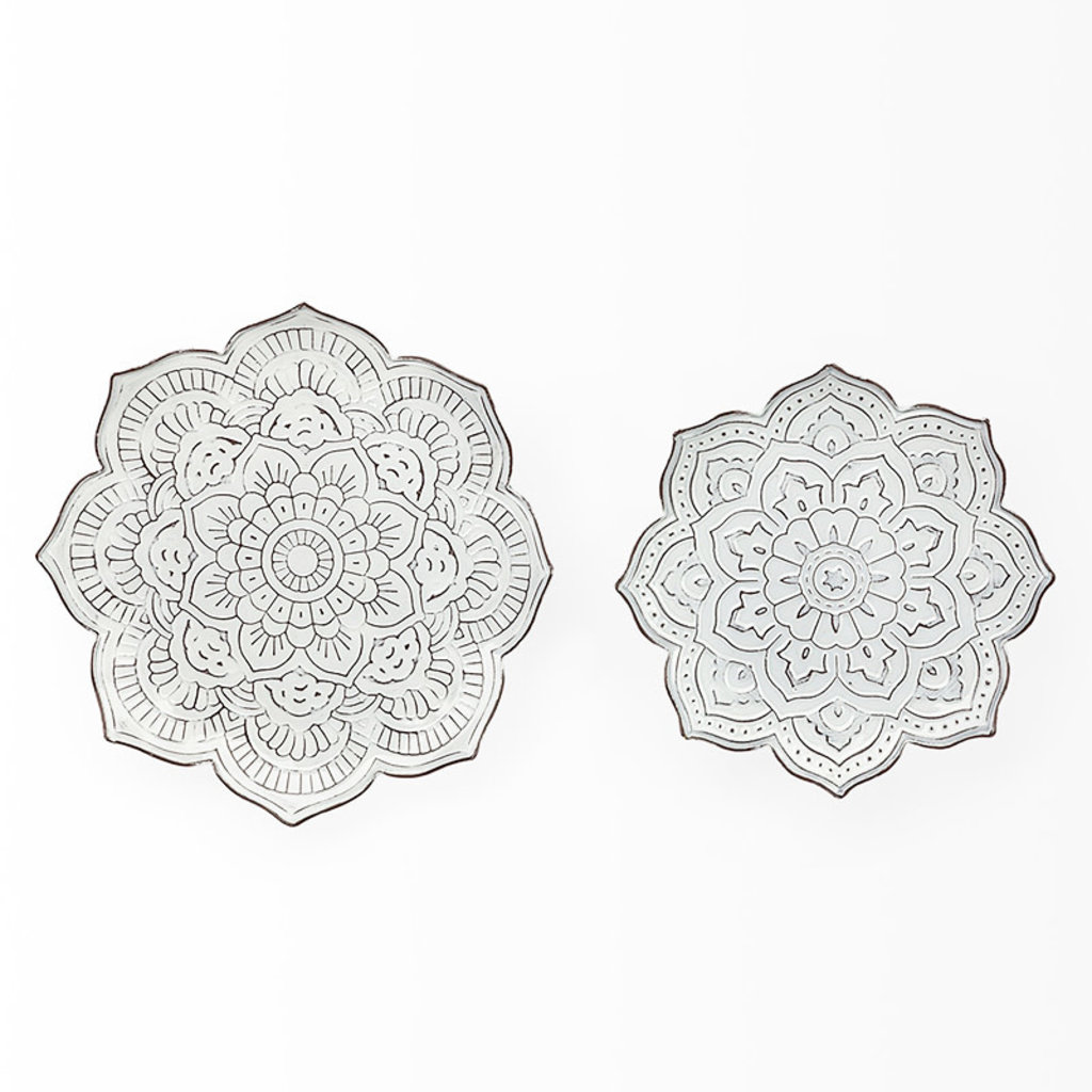 MEDALLION DIMENSIONAL WALL DECOR METAL WHITE SET-2