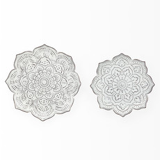 MEDALLION DIMENSIONAL WALL DECOR METAL WHITE SET-2