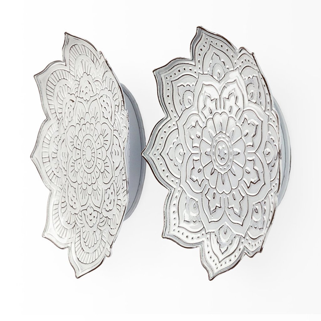 MEDALLION DIMENSIONAL WALL DECOR METAL WHITE SET-2