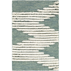 APACHE WOOL RUG 6' X 9' GREEN AND WHITE