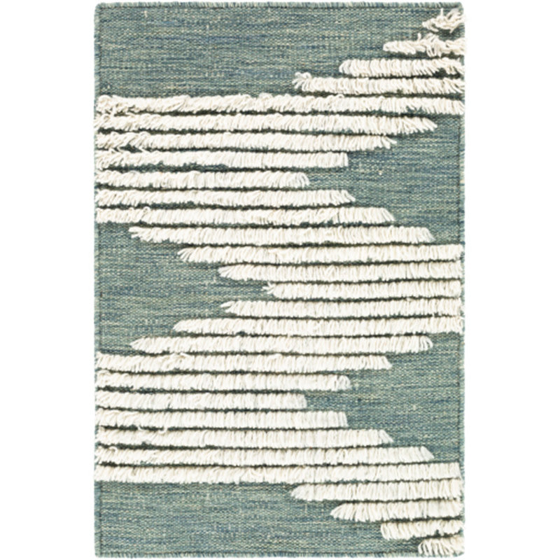 APACHE WOOL RUG 6' X 9' GREEN AND WHITE