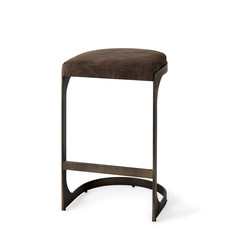 COLA COUNTERSTOOL SUEDE GREY/BROWN AND METAL