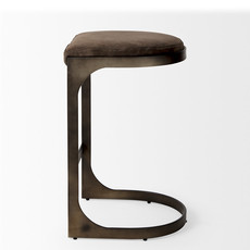 COLA COUNTERSTOOL SUEDE GREY/BROWN AND METAL