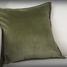 COTTON VELVET DOWN FILLED PILLOW 22" GREEN