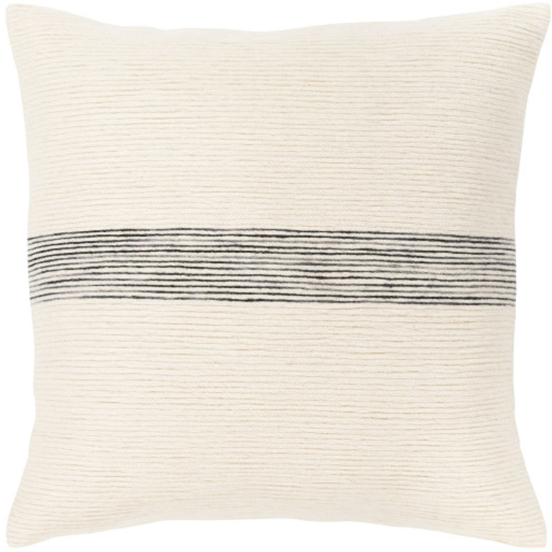 CARINE BANDED PILLOW 22" OFF WHITE BLACK