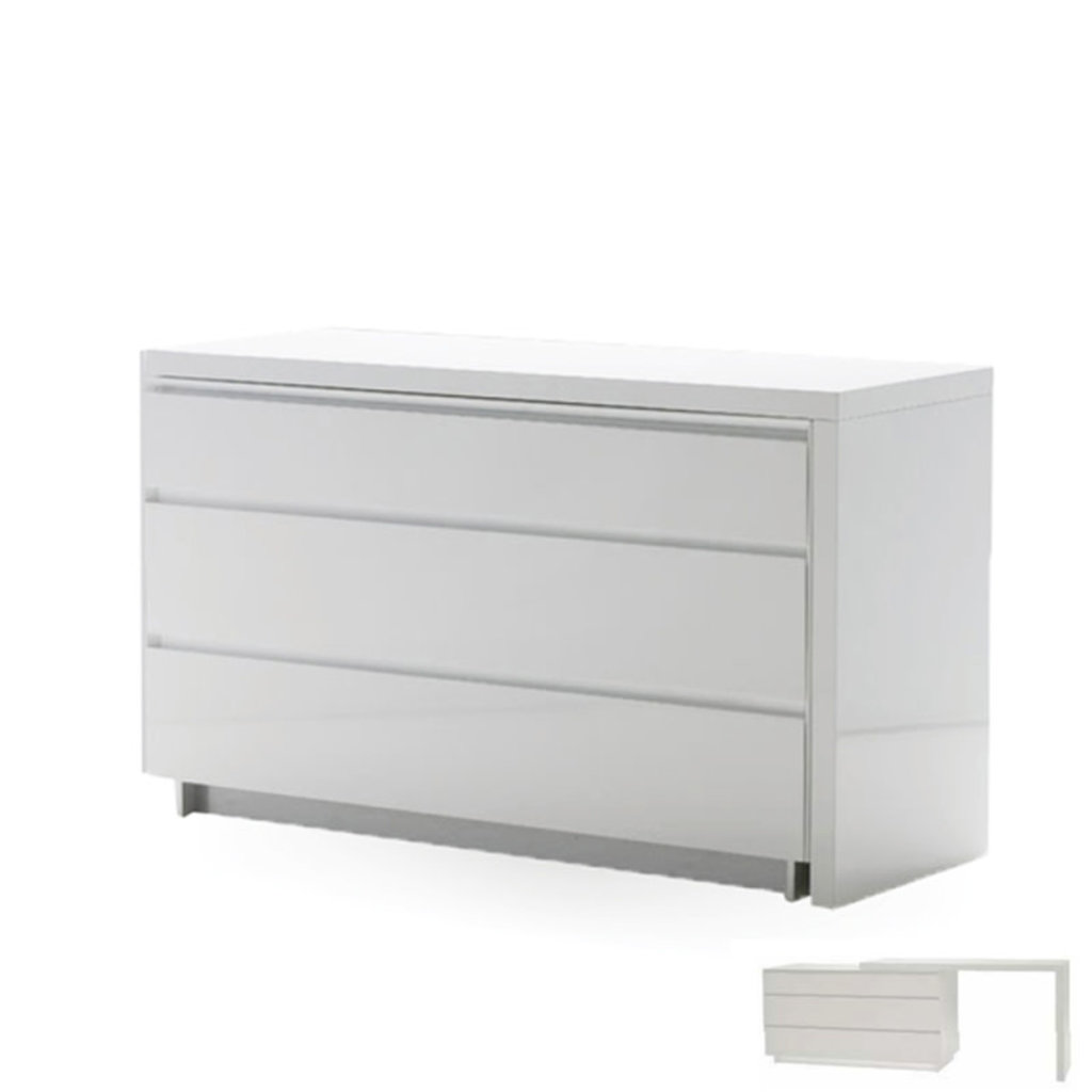 AUGUST DRESSER W/ EXTENSION DESK TOP WHITE