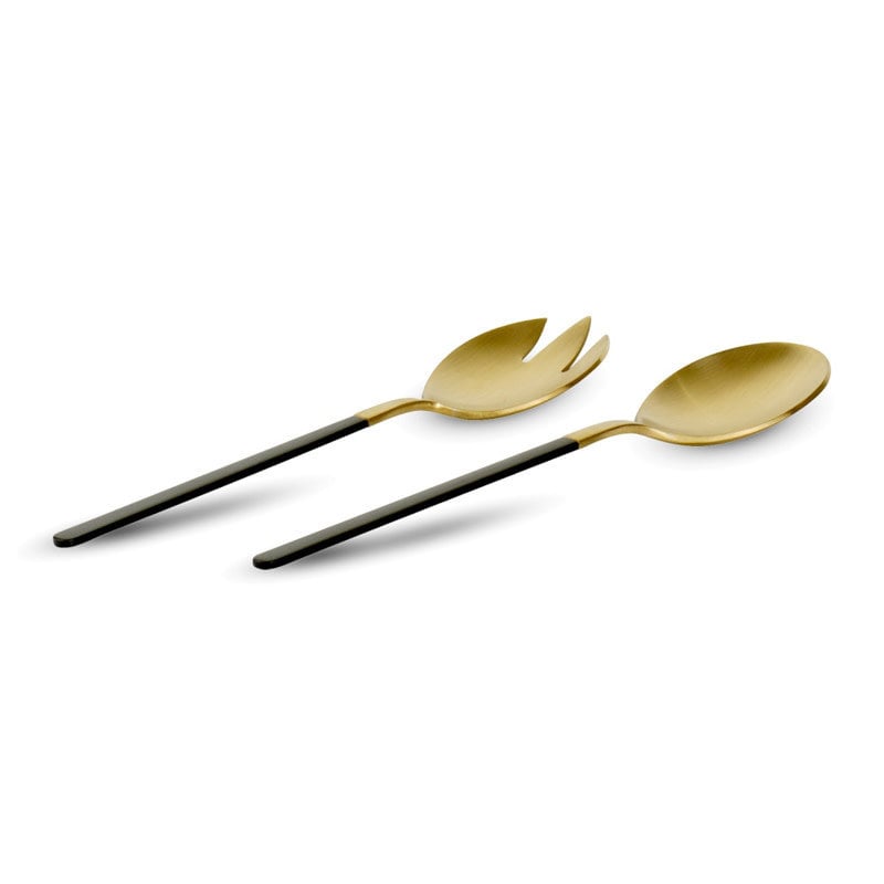 KIMONO 18/10 STAINLESS STEEL SALAD SERVER BLACK & GOLD SET-2