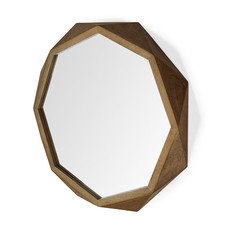 TURBINE MIRROR LIGHT BROWN WOOD SMALL