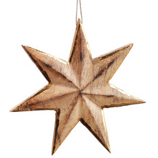 SEVEN STAR GOLD TIPPED WOOD ORNAMENT