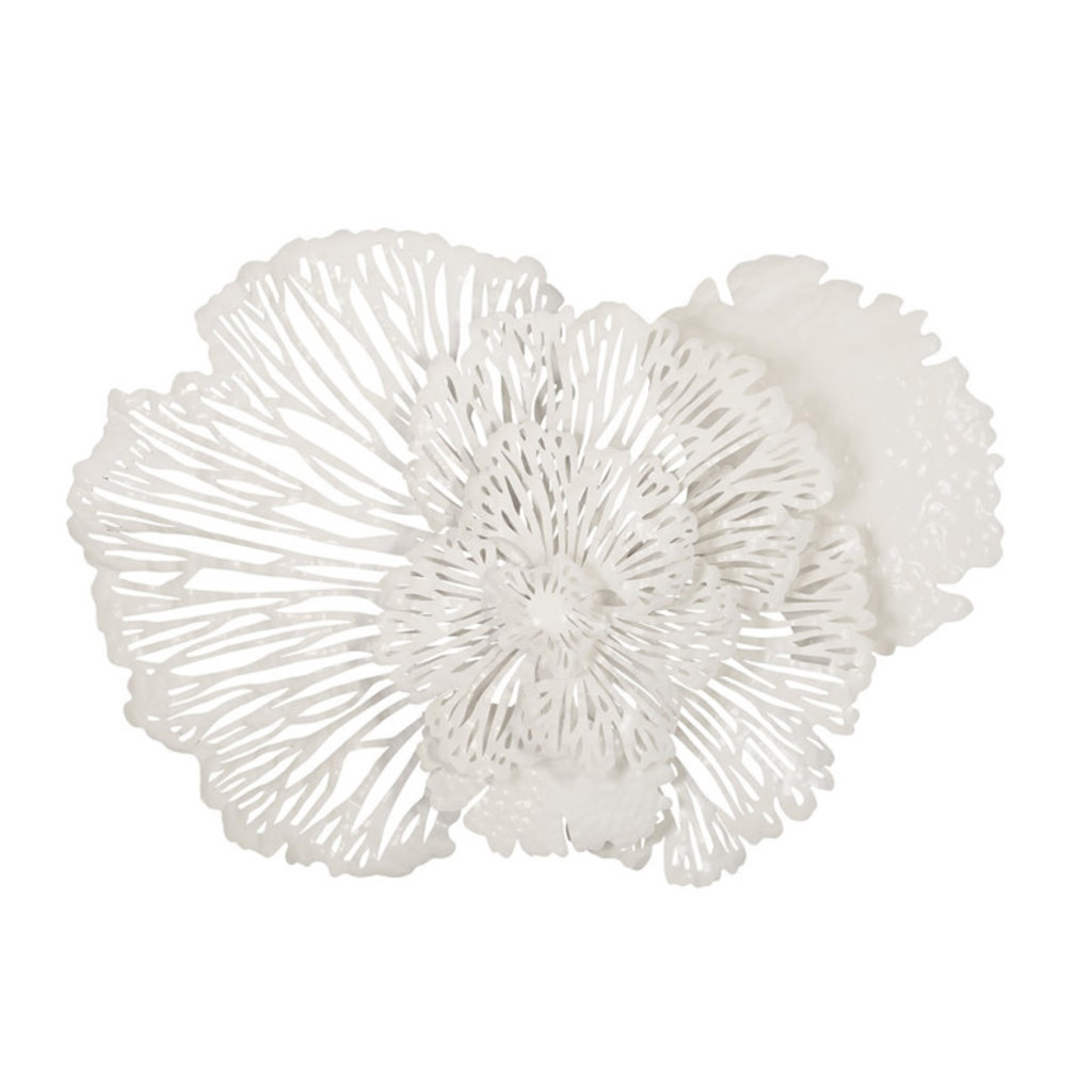 FLOWER WALL ART METAL WHITE -MEDIUM