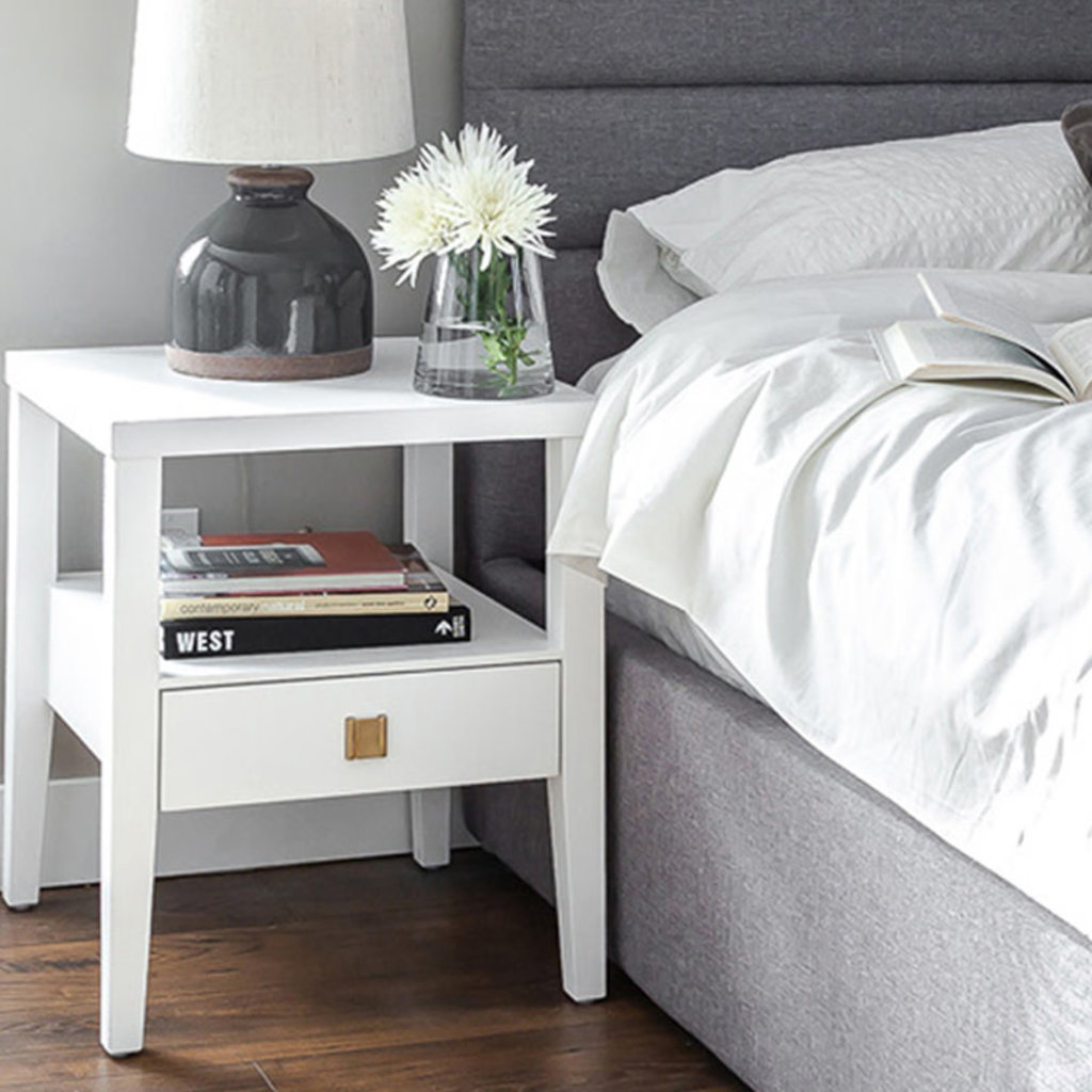 HEMSWORTH 1 DRAWER SIDE TABLE WHITE