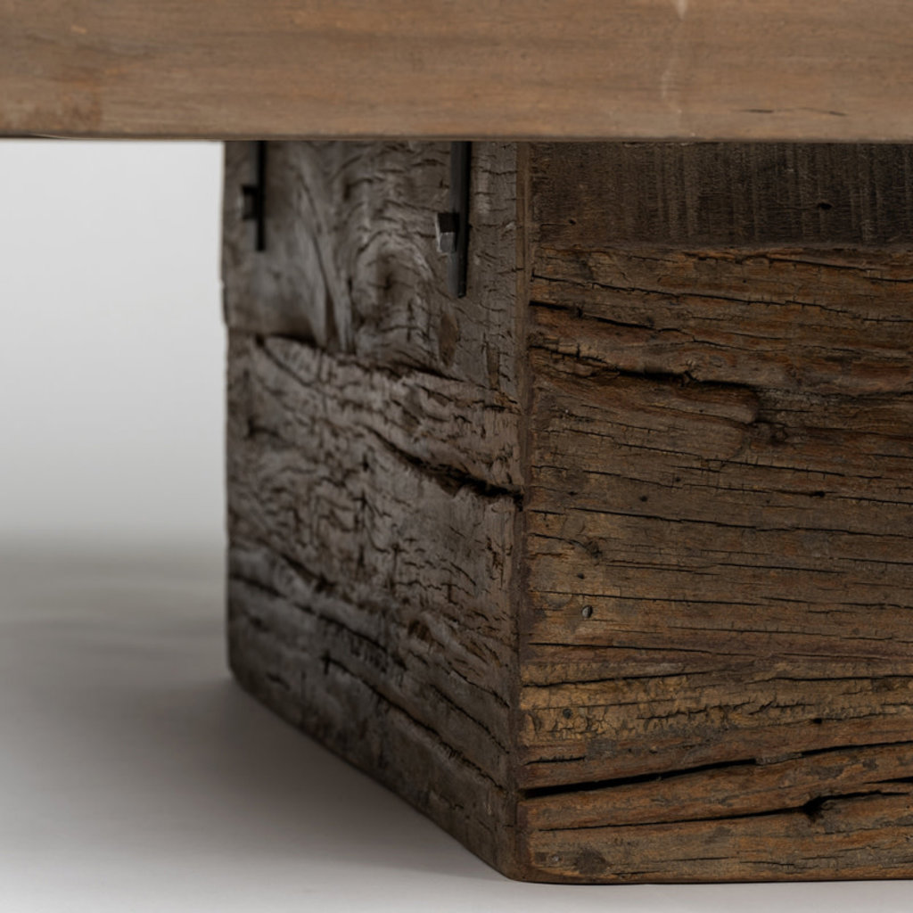 ZANZIBAR COFFEE TABLE WOOD AND BURNISHED GOLD Portside Interiors