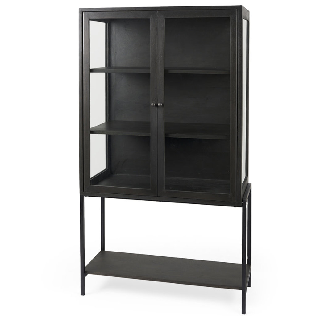 INDIANA 2 DOOR CABINET TALL BLACK