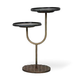 MARGOT TWO TIER SIDE TABLE MARBLE BLACK