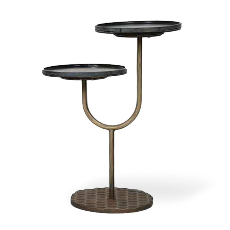 MARGOT TWO TIER SIDE TABLE MARBLE BLACK