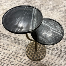 MARGOT TWO TIER SIDE TABLE MARBLE BLACK