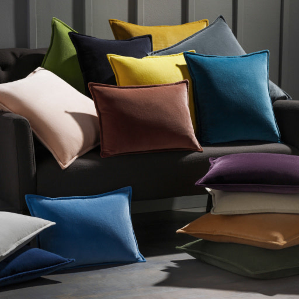 COTTON VELVET DOWN FILLED PILLOW 22" BLACK