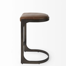 COLA COUNTER STOOL LEATHER AND METAL COGNAC