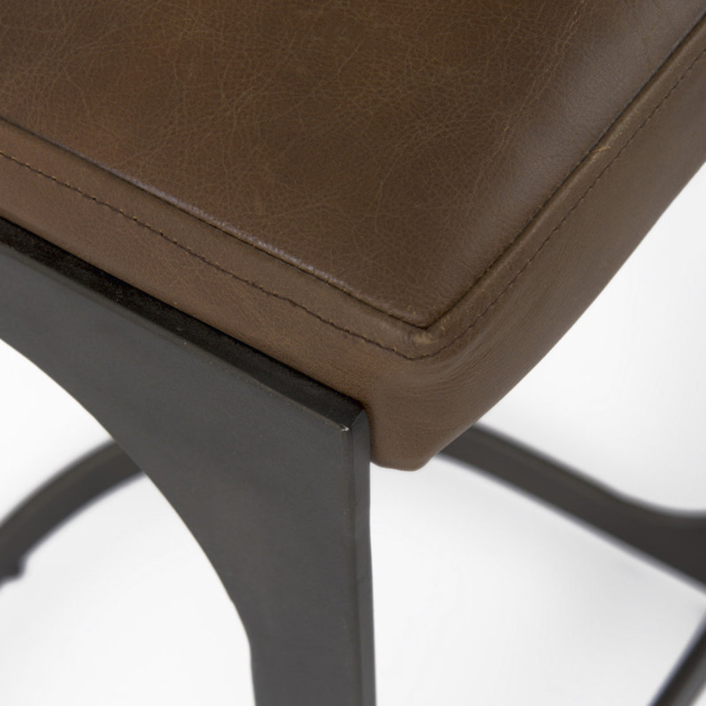 COLA COUNTER STOOL LEATHER AND METAL COGNAC