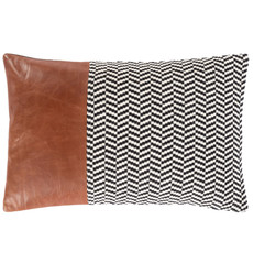 TOBACCO DOWN FILLED BOLSTER PILLOW 13X20 LEATHER AND CANVAS