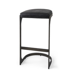 COLA BARSTOOL LEATHER AND METAL BLACK