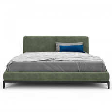 HEMRIK UPHOLSTERED HEADBOARD AND WOOD BED By HUPPE