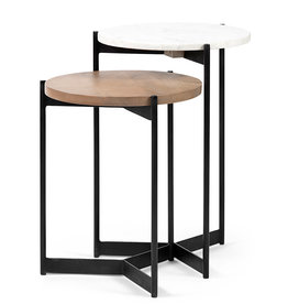 NEW WEST SIDE TABLES MARBLE + WOOD SET-2