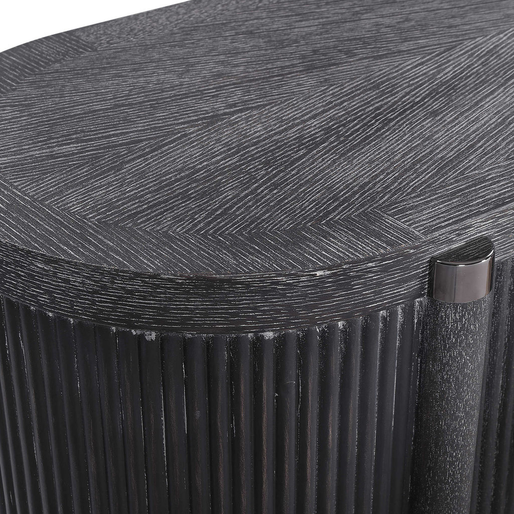 EPICUREAN OVAL SIDEBOARD BLACK CERUSE