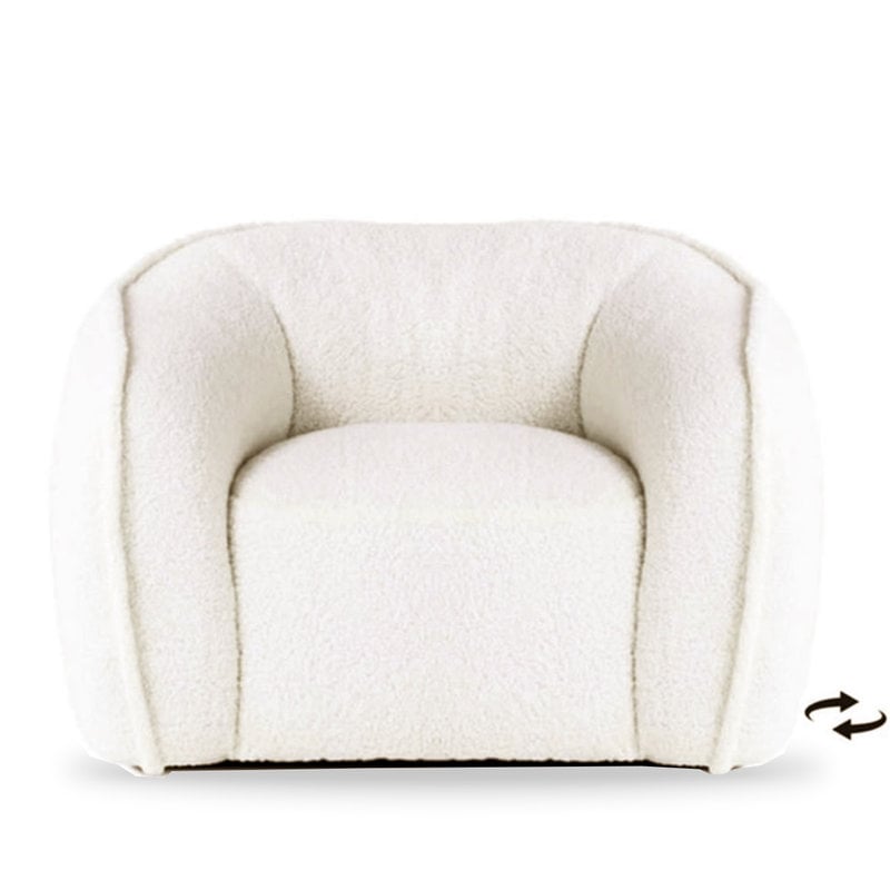 SIGRID SWIVEL CHAIR FEATHER AND FAUX FUR OFF-WHITE