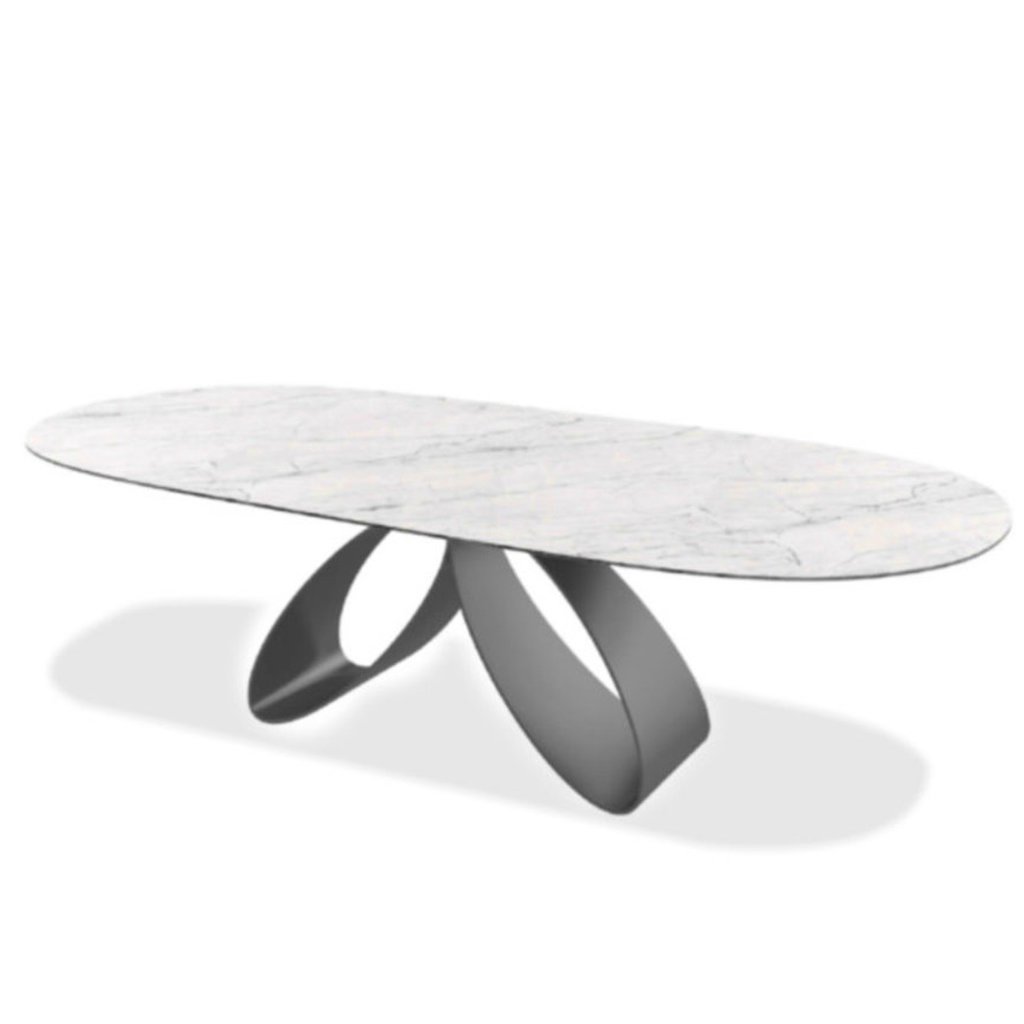 RIBBON CERAMIC DINING TABLE OVAL 86"