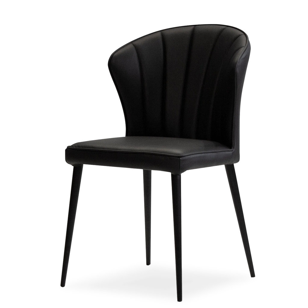 HERON DINING CHAIR LEATHER BLACK