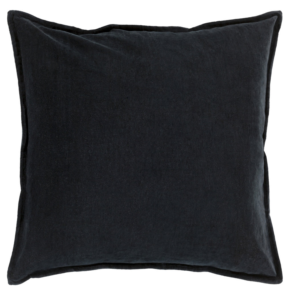 COTTON VELVET DOWN FILLED PILLOW 20" BLACK