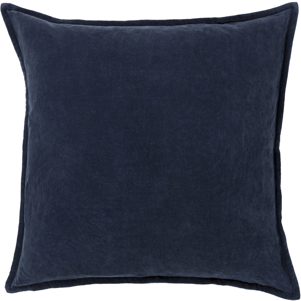 COTTON VELVET DOWN FILLED PILLOW 22" NAVY BLUE