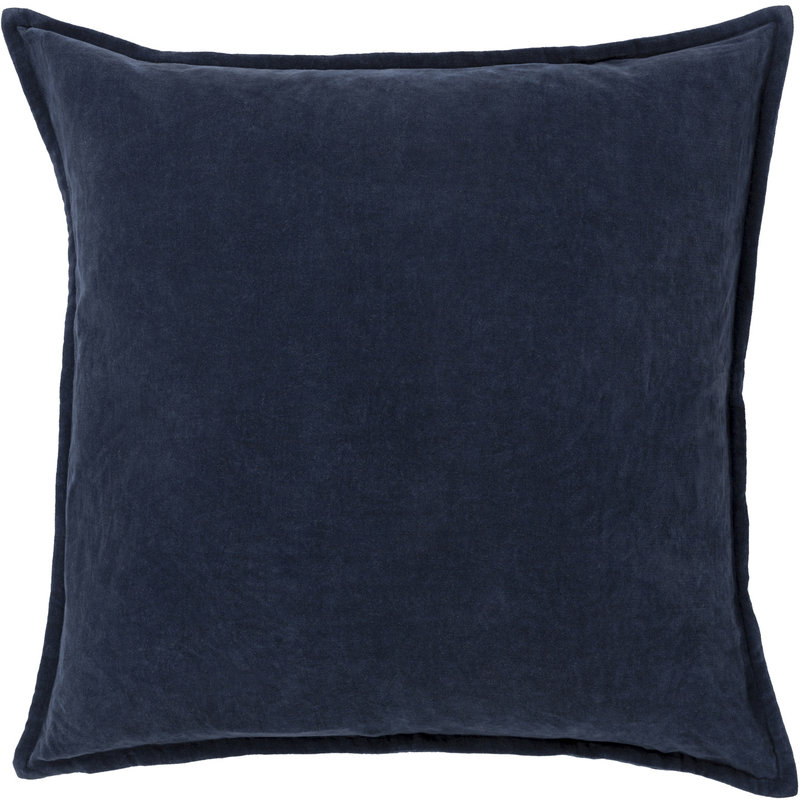 COTTON VELVET DOWN FILLED PILLOW 22" NAVY BLUE