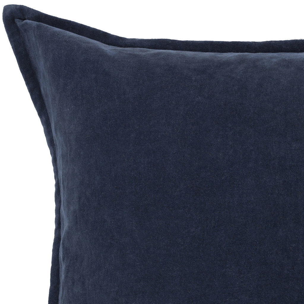 COTTON VELVET DOWN FILLED PILLOW 22" NAVY BLUE