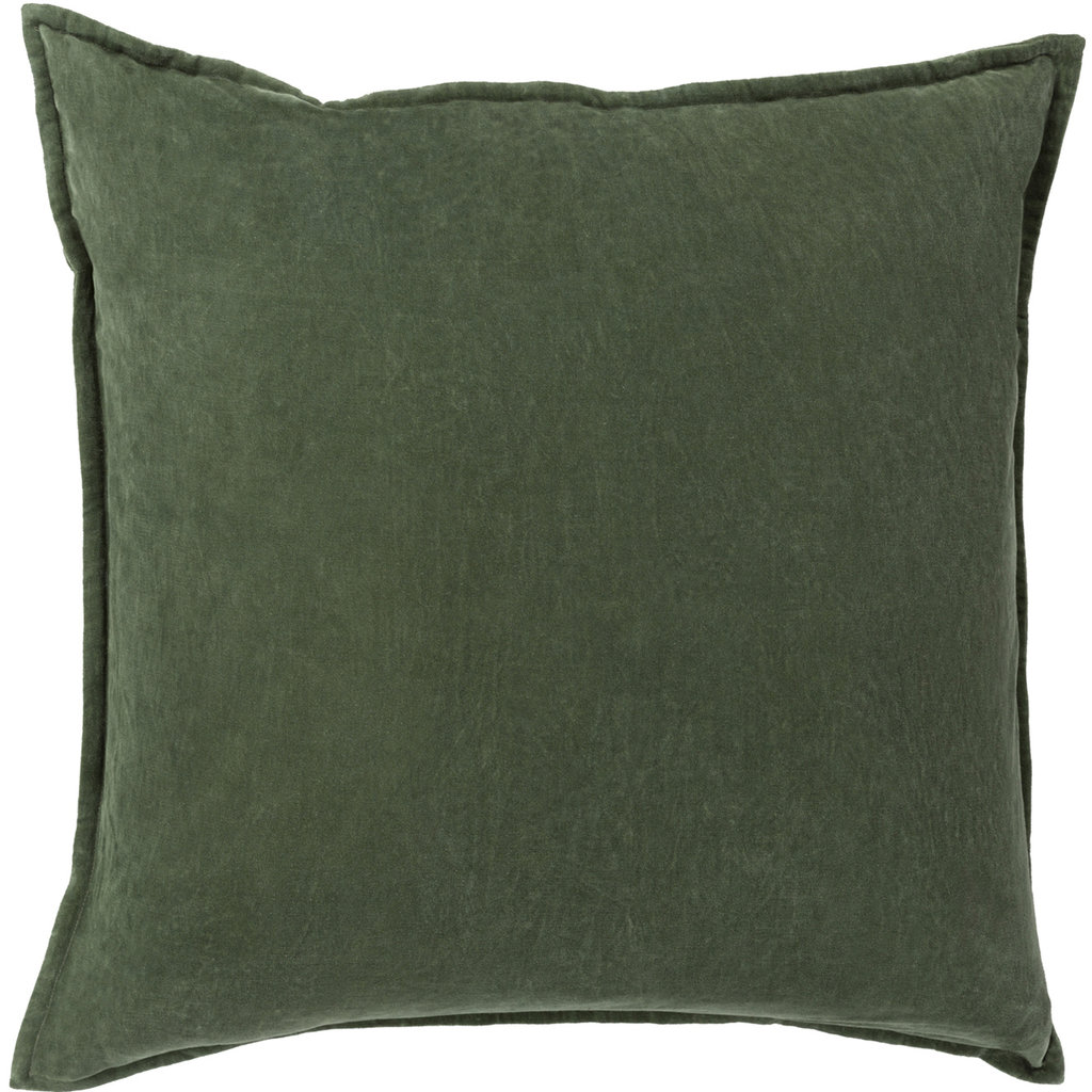 COTTON VELVET DOWN FILLED PILLOW 22" GREEN