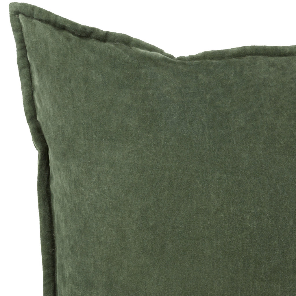 COTTON VELVET DOWN FILLED PILLOW 22" GREEN