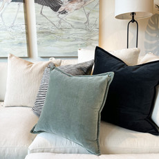 COTTON VELVET DOWN FILLED PILLOW 22" BLACK