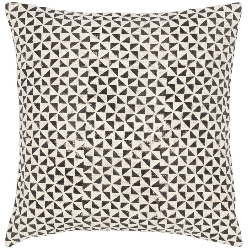 NAYA DOWN FILLED PILLOW 22" BLACK AND NATURAL