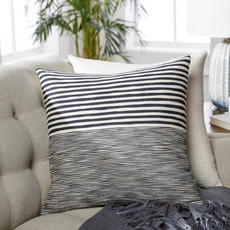 CHRISTOPHER DOWN FILLED PILLOW 22" BLACK AND WHITE