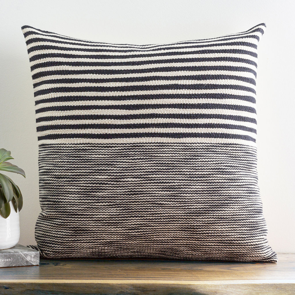 CHRISTOPHER DOWN FILLED PILLOW 22" BLACK AND WHITE