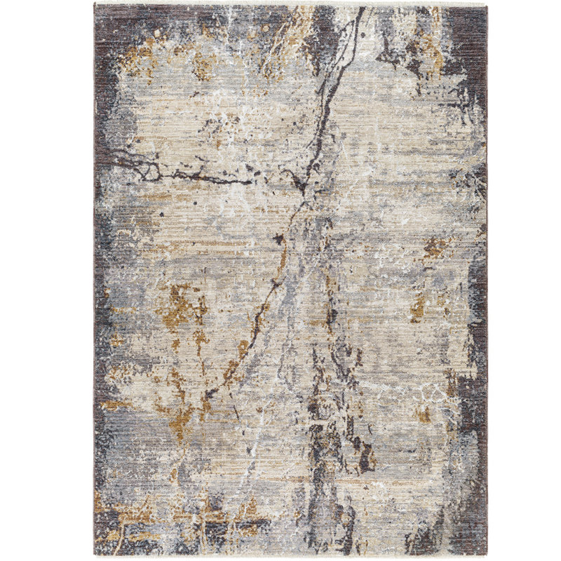 ADIA MARBLE 7'10"X 9'8"" CHARCOAL RUST GREY TAUPE