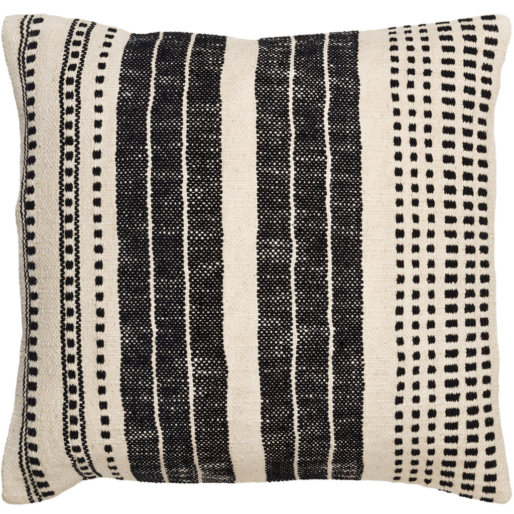 HAMPTON DOWN FILLED PILLOW 22"D BLACK AND SAND