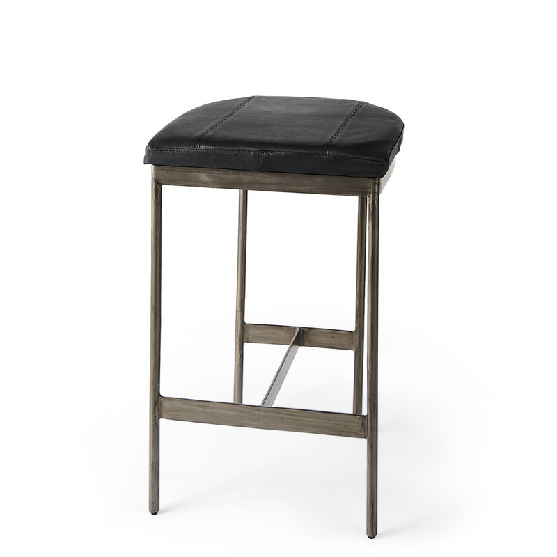 SVEN COUNTERSTOOL LEATHER AND METAL BLACK