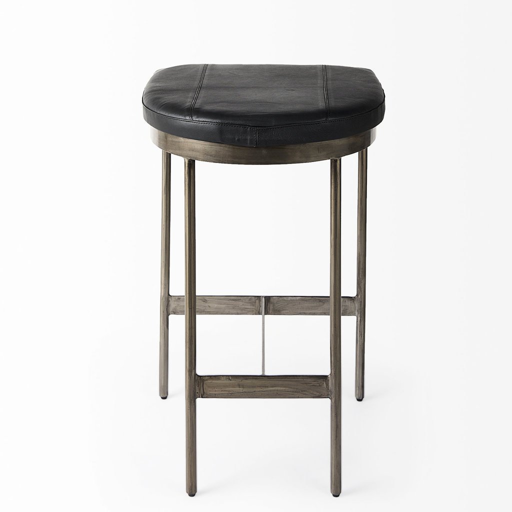 SVEN COUNTERSTOOL LEATHER AND METAL BLACK