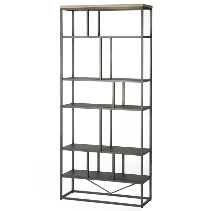 HENDRIX BOOKCASE VERTICAL BLACK GREY NATURAL