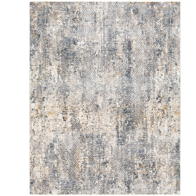 CARDIFF BEACH 5' X 7'5" GREYS BLUE CAMEL WHEAT RUST